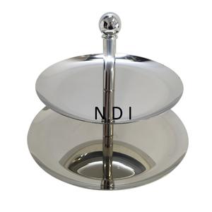 ขาตั้งเค้กสแตนเลสสตีล 2 ชั้น ทรงโค้งมน เคลือบเงา คุณภาพเยี่ยม งานแฮนด์เมด ตกแต่งได้ตามต้องการ - Product Image 1