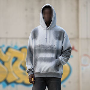 Sweat à capuche sans cordon, en polaire épaisse, peinture en aérosol, vente en gros, vêtements pour hommes personnalisés, coton polyester, sweat à capuche surdimensionné - Product Image 5