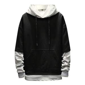 Solid Color Pullover Splicing Patchwork Regular Fit <b>Velour</b> Outerwear <b>Sweatshirt</b> Hip Hop Style Autumn Hoodie OEM Wholesale Screen - Product Image 2