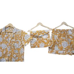 Conjunto de pijama corto con estampado de algodón suave para mujer, ropa de descanso Vintage de 2 piezas, manga corta transpirable, PJ, primavera, verano y otoño - Product Image 4