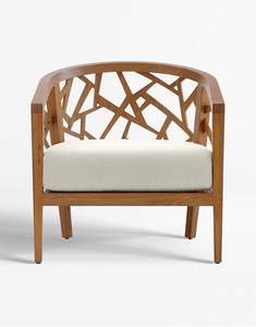 Fauteuil Askara en teck, équipé de coussins imperméables et de finitions naturelles, adapté à l'intérieur et à l'extérieur. - Product Image 5