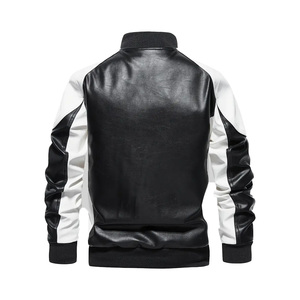 Veste en cuir noire coupe slim coupe-vent de haute qualité, classique, de style motard, en PU, pour hommes, design et logo personnalisés - Product Image 2
