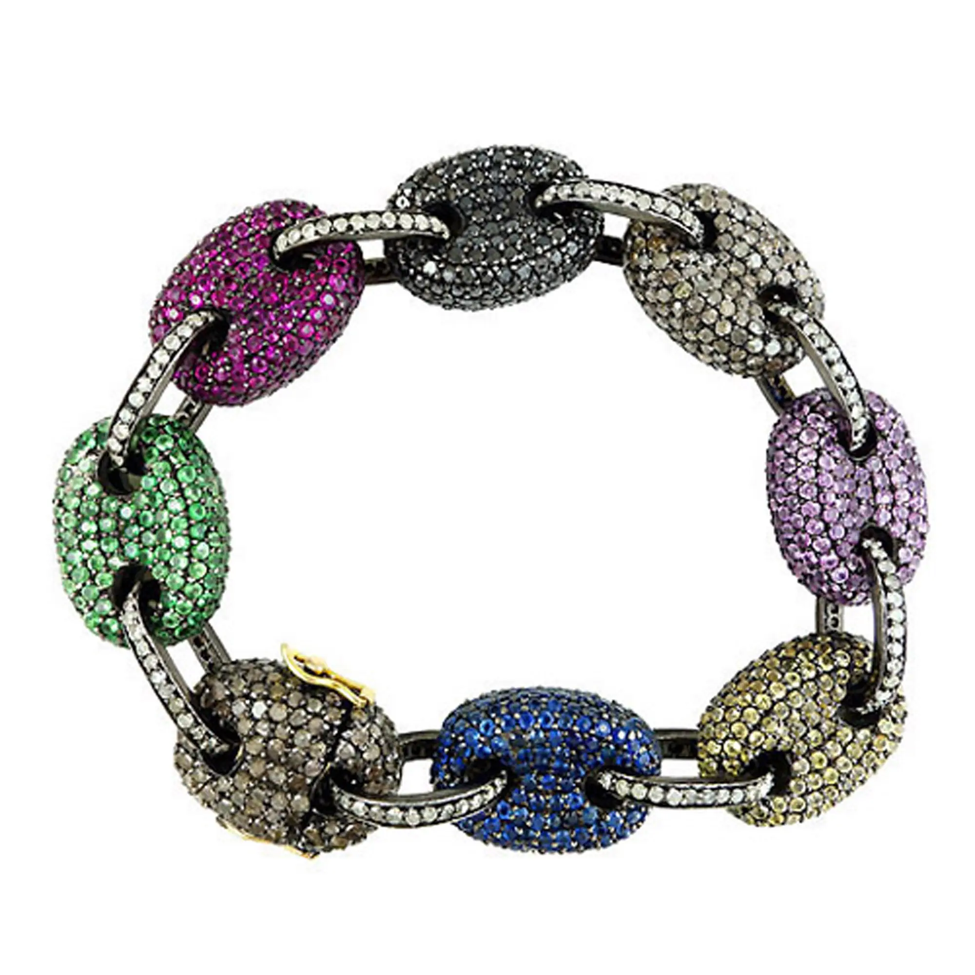 Brazalete de Cadena con Incrustaciones de Piedras Preciosas Brazalete Pave con Piedras Preciosas Pulsera de Cadena con Diamantes