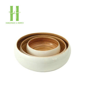 Ensemble de bols de service à salade en laque de bambou Vaisselle en gros Bol Assiette OEM Couleurs Tailles Emballage personnalisé du Vietnam fait à la main - Product Image 2