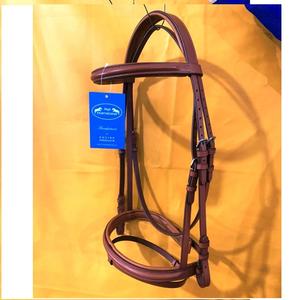 Brida de salto anatómica de cuero equino de alta calidad con brazaletes elevados Noseband Fancy Stitched Horse Equipment - Product Image 1