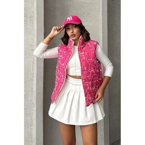 Chaleco Acolchado con Estampado Mixto para Mujer TOPSHOW, Mezcla Ligera de Algodón y Poliéster, Color Marrón, Ropa Exterior al por Mayor - Product Image 5