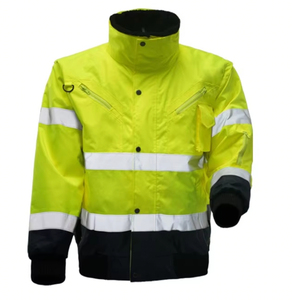 Chaqueta de bombardero de seguridad de alta visibilidad para hombre, ropa de trabajo reflectante cálida impermeable para exteriores con bolsillo para trabajo o deportes - Product Image 2