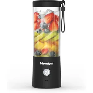 Mixeur portable noir en acier inoxydable pour smoothies et milkshakes, commandes à bouton-poussoir, alimenté par batterie, 100W, 4 lames, cuisine, camping-car - Product Image 1