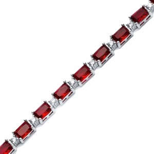 <b>Garnet</b> CZ Stone Baguette Design Tennis Bracelet925 Silver Fine Jewelry Handcrafted Turkish Wholesale - Product Image 4