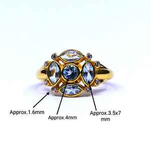 Anillo de Aguamarina de Plata de Ley 925 Estilo clásico Chapado en oro para bodas - Product Image 2