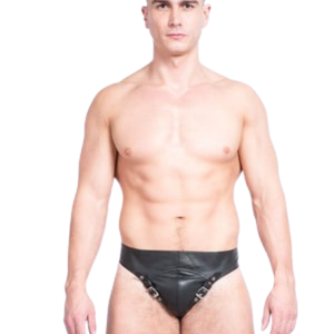 Shorts mi-longs en cuir pour hommes, shorts en similicuir noir, vêtements de club fétichistes - Product Image 3