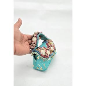 Designer Evening <b>Clutch</b> Purse Premium Quality Pearl Beaded Embroidery Cotton Fabric Chain Strap Envelope Shape Durable - Product Image 4