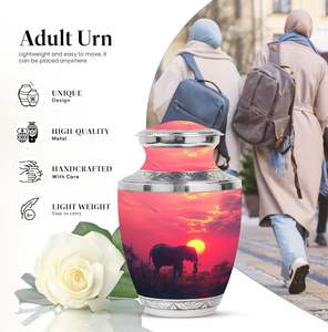 Urnes funéraires d'éléphant de taille personnalisée Urnes funéraires en métal pour hommes et femmes adultes pour les femmes et le mémorial des cendres des hommes - Product Image 3