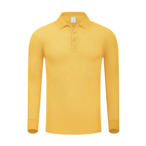 Camiseta de polo de cuello largo informal de manga larga bordada con logotipo personalizado para hombre, camiseta transpirable de talla grande, camisa en blanco de punto OEM sólida - Product Image 2