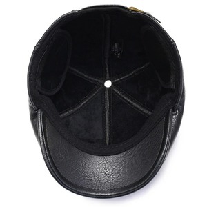 Bérets d'hiver en cuir véritable de qualité supérieure pour hommes, protection chaude des oreilles, casquette décontractée en gros pour les loisirs de plein air, chapeau de papa - Product Image 5