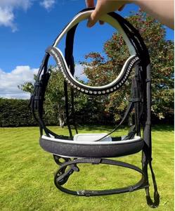 Brida de caballo ajustable de diseño inteligente Durable Impermeable Bio PVC recubierto de nailon Cuero cómodo en colores personalizados azul claro - Product Image 2