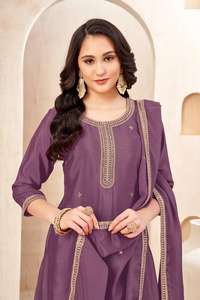 Latest Vintage Heavy Chinon Embroidered <b>Kurti</b> Collection with Sequenced Work - Product Image 3