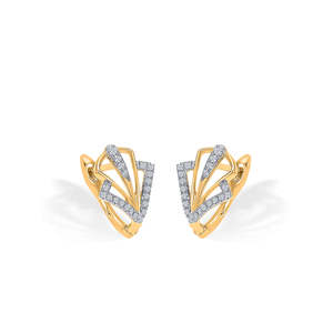 ต่างหูเพชรสำหรับผู้หญิง-ชุดต่างหูทรงปริซึมขอบทองและแบบห่วง - Product Image 4