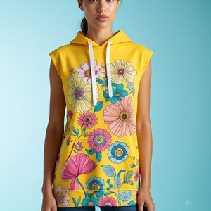 Entrenamiento Correr Fitness Singlet Recortado Sin mangas Sudadera con capucha Cordón alto Sin mangas Sublimación Sudadera con capucha Señoras - Product Image 5