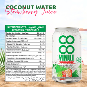 น้ำมะพร้าวเขตร้อนขนาด330มล. พร้อมสตรอเบอรี่พร้อมส่ง OEM ODM ผักผลไม้จากโรงงานเวียดนาม - Product Image 3