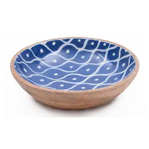 Handmade Decorative Enamel Finished Acacia Wooden Bowl For Serving Delicious Pasta and Dessert Used at Home