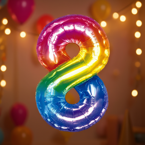 Palloncino Foil Numero 8 Multicolore 45cm per Feste, Gonfiabile ad Elio, Decorazione per Feste - Product Image 3