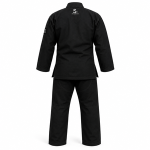 Kimono de karaté noir personnalisé avec logo, unisexe adulte, en sergé de coton mi-lourd, antibactérien, respirant, pour entraînement d'arts martiaux, OEM - Product Image 4