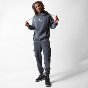 Tracksuit Manufacturer Custom Acid Wash Unisex Sweatsuit Tracksuit <b>Men</b> Women Washed Hoodie <b>Cargo</b> <b>Joggers</b> 2 Piece Set - Product Image 3