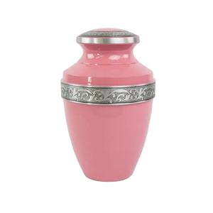 โกศบรรจุอัฐิสีชมพูอ่อน โกศที่ระลึกสมัยใหม่ลายดอกบัว โกศโลหะทำมือสำหรับจัดแสดงที่บ้าน - Product Image 1