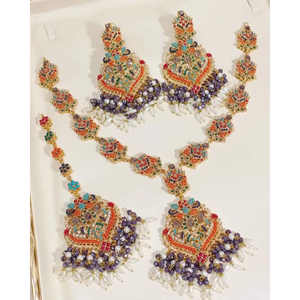 Bijoux de mariage, de fiançailles et de fête très vendus, plaqués or 18 carats, bijoux anciens faits à la main pour femmes, collier et boucles d'oreilles, bijoux de mariée - Product Image 5