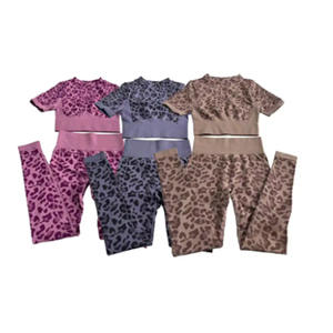 Sexy Leopard Printing style long sleeve bra Seamless <b>Warm</b> Sport Wear Yoga Set Crop Long Sleeve <b>Leggings</b> Yoga Suit - Product Image 4