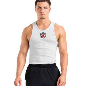 Camiseta sin mangas de algodón 100% sin mangas para hombre con logotipo personalizado para Fitness, correr, gimnasio, camiseta sin mangas para hombre, técnica de lavado de poliéster/LICRA - Product Image 1