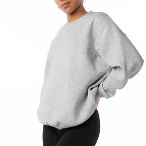 High Quality Oversized Women's Knitted Fleece Pullover Sweatshirt Custom <b>Stand</b> Washed <b>Drop</b> Shoulder Winter Formal Terry Front - Product Image 2