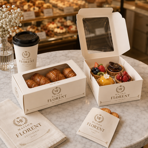 AT PACK Bagel Kutusu Ambalajı Biyobozunur Kek Kutuları Ofset Baskılı Kek ve Muffin Ambalajı için Gıda Güvenli Kaplar - Product Image 1