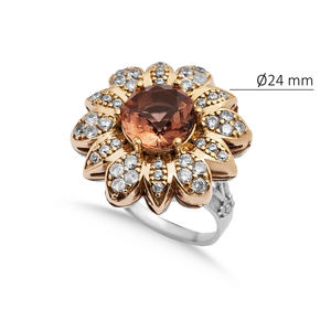 แหวนรูปดอกไม้หิน sultanite CZ เครื่องประดับตุรกีออตโตมันเงินแท้สไตล์ขายส่ง - Product Image 2