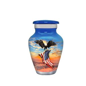 Blue Eagle Urn - Small Keepsake <b>for</b> Human <b>Ashes</b> with <b>Box</b> & Bag - Blue Urn with Eagle - Honor Your Loved One with American - Product Image 2