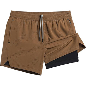 Short de course 2-en-1 à séchage rapide pour hommes, fermeture à cordon de serrage TBF-051 avec poches de compression - Product Image 5