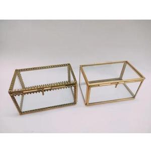 Caja de joyería de metal dorado vintage con organizador de almacenamiento de joyas de cristal para mujer-Precios competitivos - Product Image 2