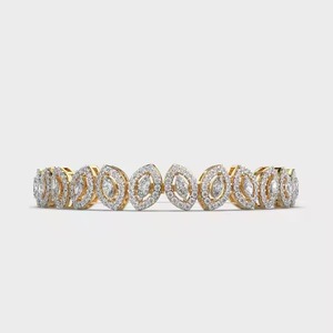 Latest 18K Yellow Gold Tennis Classic Bracelet with Real Diamond Simple Unique Design Real Diamond Studded Bangle Bracelet - Product Image 4