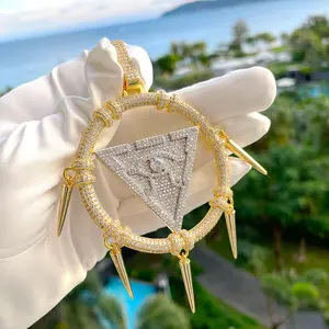 Элегантная Золотая подвеска в форме кольца в стиле Миллениум в стиле хип-хоп, ожерелье из настоящего бриллианта с кубинской цепью для ваших джентльменов