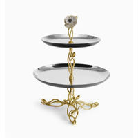 Support de décoration de gâteau en métal luxueux, design fleurs d'anémone, écologique, de haute qualité, plateaux de service pour desserts et en-cas