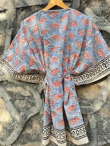 Belle Floral Bagru Imprimé Caftan Léger À La Main Col En V Robe Indienne pour Femmes D'été Plage Porter Demoiselle D'honneur Peignoir - Product Image 5