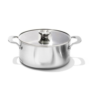 Casserole plaquée argent au design luxueux Finition brillante Casserole isolée Serveur de plats chauds Pot en acier inoxydable - Product Image 4