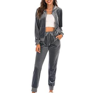 Chándal de mujer a granel al por mayor sudadera con cremallera y pantalones de Jogger deportivo elegante conjunto casual de dos piezas para la moda activa de las mujeres - Product Image 4