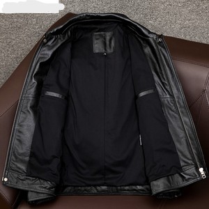 Custom Men's Wholesales 100% <b>Genuine</b> Leather Jacket Customized Classic Casual Men Cowhide High Quality Plus Size Leather Jacket - Product Image 5