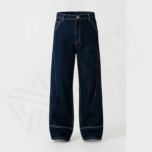 Jeans droits à jambes larges décontractés pour hommes, fabriqués sur mesure, couleur personnalisée, denim de qualité supérieure - Product Image 1