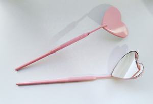 Espejo de pestañas recubierto de Color rosa en forma de corazón, espejo de pestañas de inspección clásico de acero inoxidable/espejo de maquillaje de pestañas con logotipo - Product Image 2