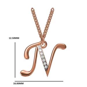 สร้อยคอจี้ดีไซน์เนอร์ N-ตัวอักษร18K สีโรสโกลด์พร้อมจี้สำหรับผู้หญิงจี้คุณภาพดีและมีเอกลักษณ์เป็นของขวัญที่สมบูรณ์แบบ - Product Image 1