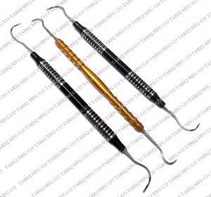 Escaladores dentales de alta calidad, sondas, herramientas Explorer Instrumentos de limpieza de dientes de acero inoxidable para uso profesional Oro y negro - Product Image 3