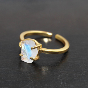 Mode de luxe 24k plaqué or jaune arc-en-ciel coupe pierre broche réglage classique anneau en gros bijoux en laiton pour les femmes - Product Image 2